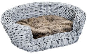 PawHut Cama para Cães de Vime Cama de Vime para Gatos Cães com Almofad