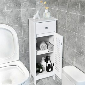 Armário de Arrumação de Casa de Banho, 32 x 30 x 88 cm, Prateleira Ajustável, Branco
