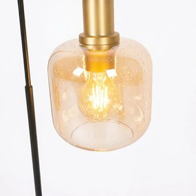 Candeeiro de Mesa Design Preto com Latão e Vidro Âmbar - Zuzanna