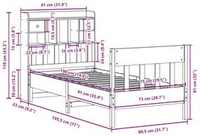 Cama sem colchão 75x190 cm madeira de pinho maciça