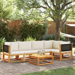 6 pcs conjunto de sofás de jardim com almofadões acácia maciça