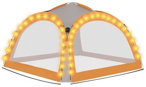 Tenda festas LED 4 paredes laterais 3,6x3,6x2,3 m cinza/laranja
