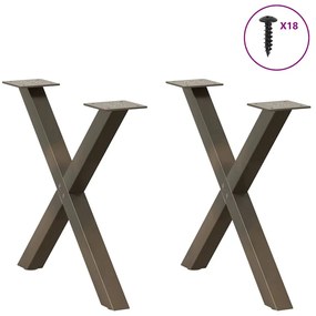 Pés para mesa de centro em formato de X, 2 peças, aço natural, 60x (42