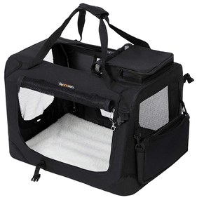 Caixa de transporte para cães FEANDREA, caixa de transporte dobrável de tecido para animais de estimação, 102 x 69 x 69 cm, preta