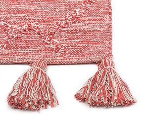 Tapete em algodão vermelho e branco 80 x 150 cm NIGDE Beliani