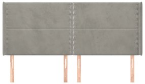 Cabeceira cama c/ abas veludo 183x16x118/128 cm cinzento-claro