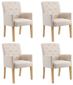 vidaXL Cadeiras de jantar com apoio de braços 4 pcs tecido bege