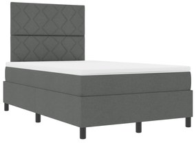 Cama Box Spring com Colchão &amp; LED Cinza Escuro 120x190 cm Tecido