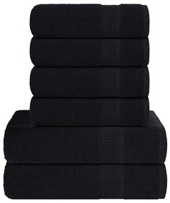 vidaXL 6pcs Conjunto de toalhas FROGN 360 g/m² preto