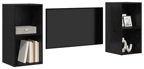 Gabinete de TV de Parede 2 pcs Carvalho Preto 37 x 37 x 72 cm