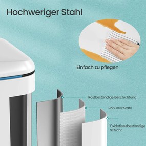 Caixote do lixo com 2 compartimentos 44,4 x 40,8 x 60,2 cm branco