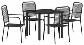 Conjunto de Jantar de 5 Peças em Rattan Preto e Aço