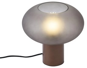 Candeeiro de Mesa Design Bronze com Vidro Cinzento Mate - Umbrella Design