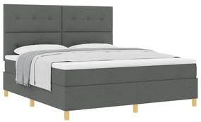 Cama Box Spring com Colchão Cinza Escuro Tecido