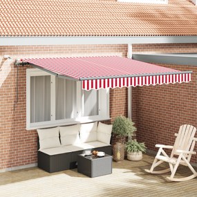 vidaXL Toldo Retrátil Automático com LED Vermelho e Branco 300x250 cm