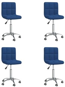 3087515 vidaXL Cadeiras de jantar giratórias 4 pcs tecido azul