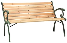 Banco de jardim 116 cm ferro fundido e madeira de abeto maciça