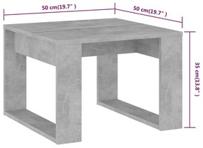 Mesa de apoio 50x50x35 cm contraplacado cinzento cimento