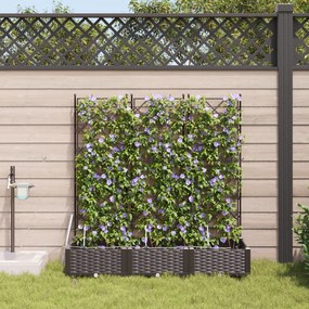 Jardineiras vidaXL com sistema de irrigação de água 3 pcs Castanho