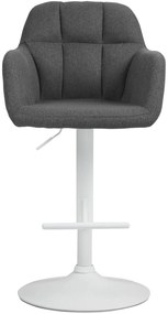 Banco de bar Natoma em tecido com estrutura branca 97-118 x 57 x 59 cm Cinzento escuro