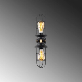 Candeeiro de Parede Mahoni – Preto e Dourado – 12 x 20 x 51 cm