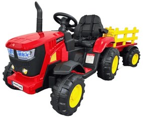 Trator Eléctrico para Crianças 4200 12V 2.4G, com Reboque  Rodas de borracha anti-furos e Assento em pele sintética Vermelho