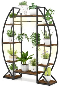 Suporte para plantas com lâmpadas de crescimento ajustáveis com 10 prateleiras e 3 ganchos Estante 127 x 30 x 160 cm Castanho e preto