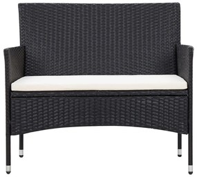 5 pcs conjunto lounge de jardim c/ almofadões vime PE preto