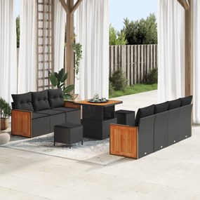 Conjunto de Sofá de Jardim vidaXL de 10 Peças com Almofadas de Rattan