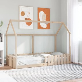 Cama infantil formato casa 90x190 cm madeira de pinho maciça