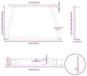 Pés para mesa de centro em V, 2 peças, antracite, 70x (42-43,3) cm, aç
