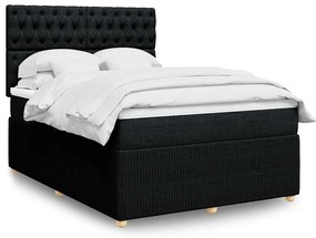 Cama com molas/colchão 160x200 cm tecido preto