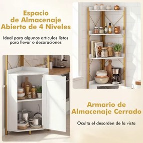 Estante de canto com 38 x 38 x 180 cm com grades de proteção Branco