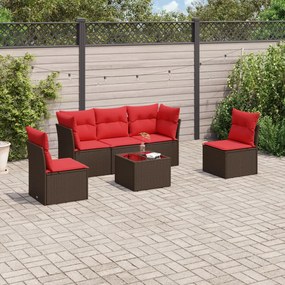 vidaXL 8 pcs conjunto sofás de jardim c/ almofadões vime PE castanho