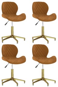 vidaXL Cadeiras de jantar giratórias 4 pcs veludo castanho