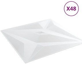 Painéis de parede 48 pcs 50x50 cm 12m² XPS estrela branco