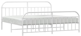 Estrutura de cama com cabeceira e pés 193x203 cm metal branco