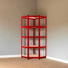 Estante de canto em aço caves, garagens, oficinas, arrecadações para cargas pesadas até 875 kg Vermelha