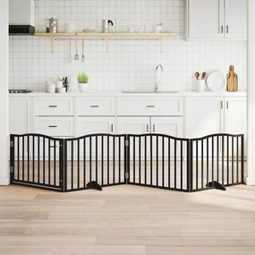 vidaXL Portão p/ cães com porta dobrável 4 painéis 320 cm álamo preto
