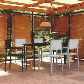 vidaXL 7 pcs conjunto de jantar para jardim preto e branco