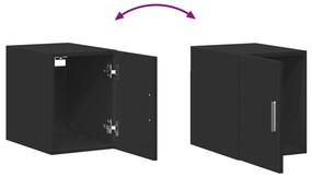 Armário de arrumação estreito derivados de madeira preto