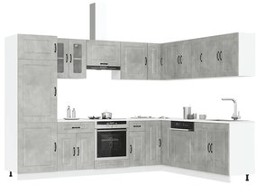 14 peças armário de cozinha conjunto Kalmar concreto cinza