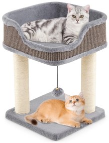 Árvore para gatos de vários níveis para gatos internos Torre para gatos de 151 cm de altura com poleiro acolchoado Tapetes removíveis Postes de arranhar Cinza