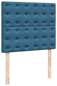 Cama boxspring com colchão 120x200 cm veludo azul-escuro