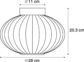 Plafon de design preto 28cm com vidro roxo incl. LED regulável em 3 níveis - Margherite