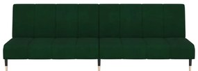 Sofá-cama de 2 lugares veludo verde-escuro