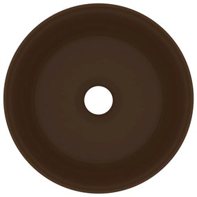 Lavatório luxuoso redondo 40x15cm cerâmica castanho-escuro mate