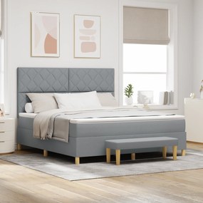 vidaXL Cama Box com Colchão e Banco Cinza Claro 180x200 cm Tecido