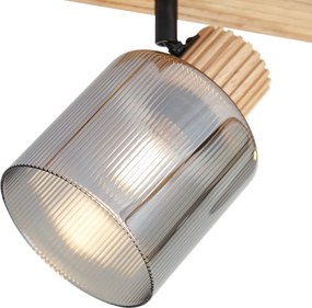 Foco Inteligente Madeira com Vidro Fumado 3-Luzes Rotativo e Inclinável incl. WiFi G45 - Gracy