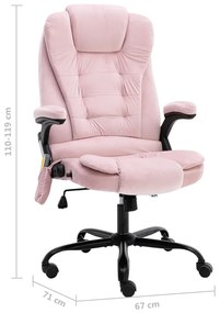 Cadeira de escritório c/ função de massagem veludo rosa